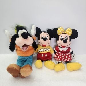 Disney Mickey, Minnie, and Goofy Plush Trio
